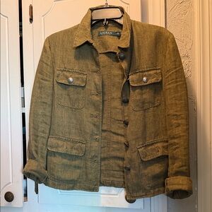 Linen Olive Green Women's Jacket